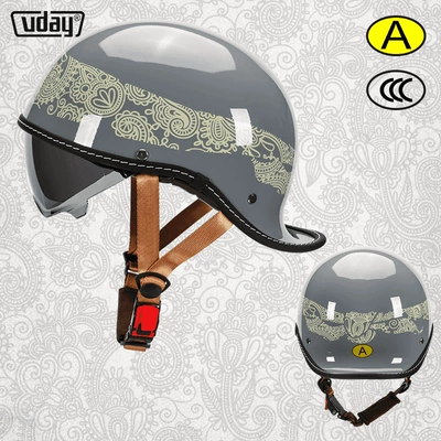 four seasons motorcycle safety helmet, Motosiklet kaskı (dəbilqə) - cement-gray-ribbon-m-head-circumference-52-54cm-transparent-black-tea-lenses