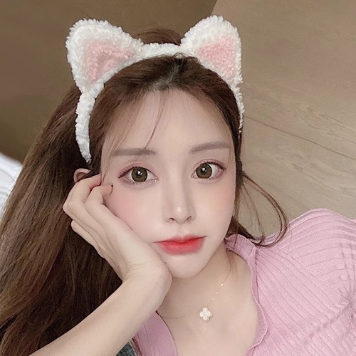 Plush cat ears wash face headband female cute headband makeup internet celebrity headband hair bundle hairpin hairband headdress