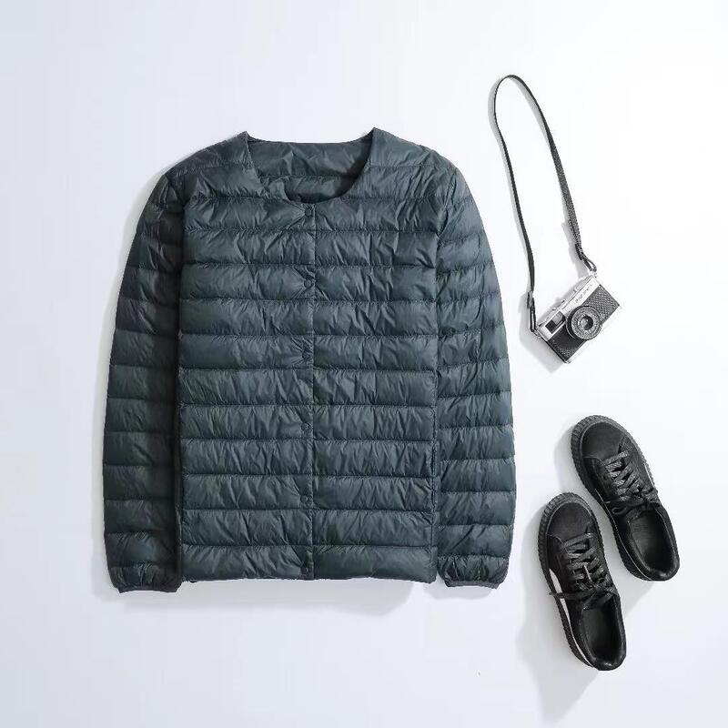 Men's Light Down Jacket Long Sleeve Round Neck V-Neck Portable Jacket Light Warm Liner Jacket White Duck Down Jacket Trendy