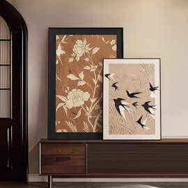 墙面摆台道卧室沙发壁画复古中古画法挂画过客厅装饰画桌面玄关式