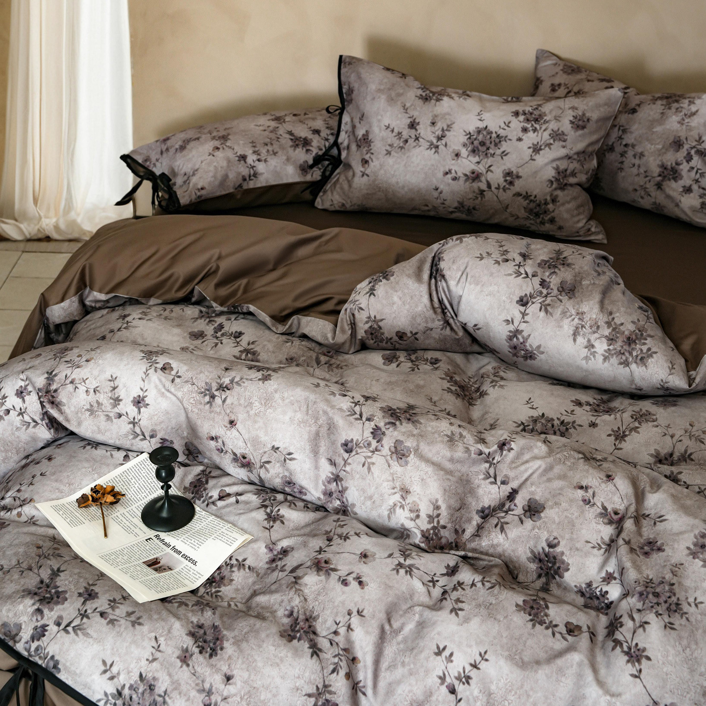 Elegant Nordic Style Bedding Set In Cotton Sateen King Size_voghion.com