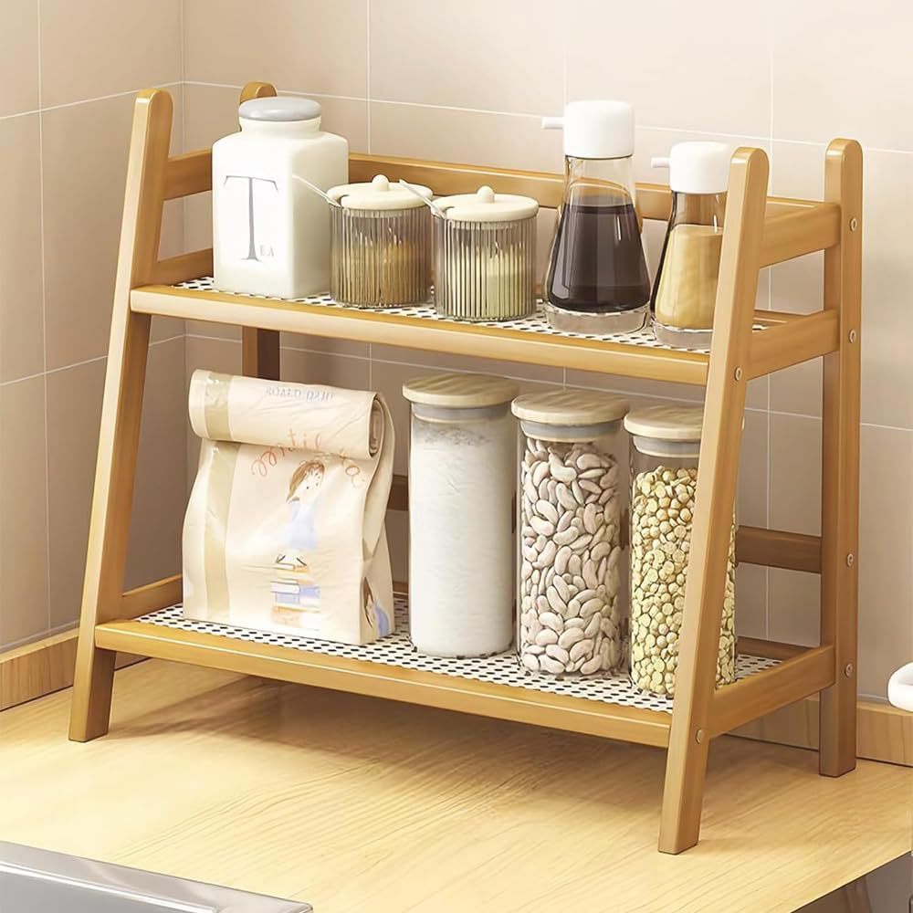 Two-Layer Kitchen Storage Box, Small Multi-Functional Table Rack, Spice Rack, Office Tea Storage Box, Kitchen Storage Box