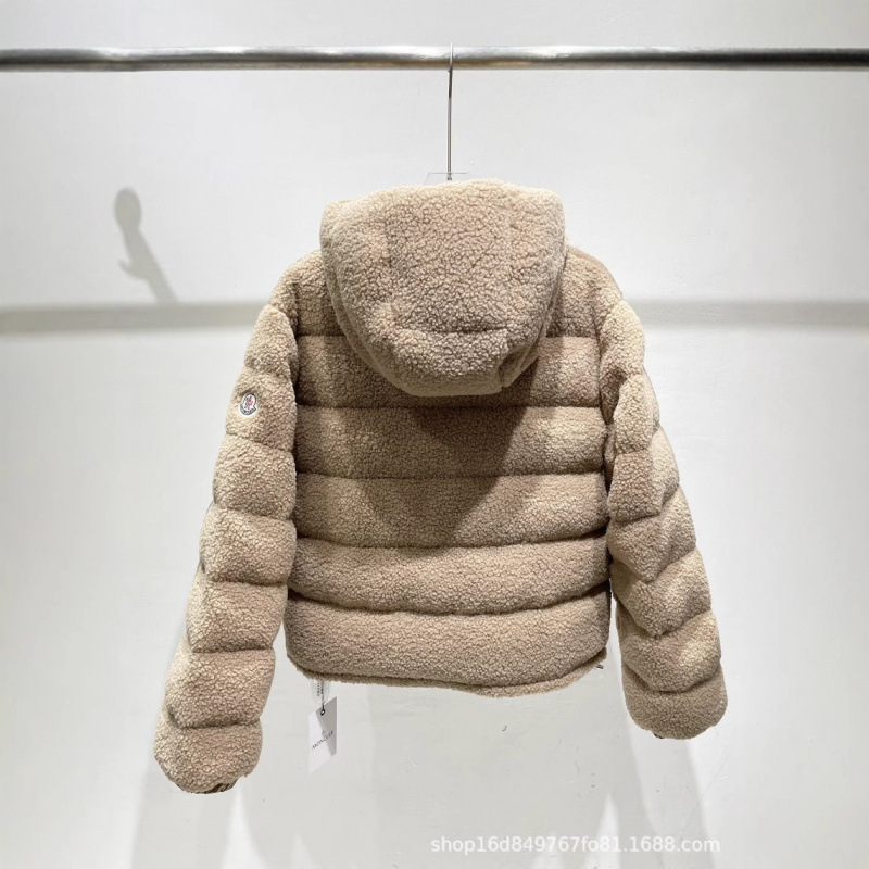 24秋冬新款洋气韩系软软呼呼的羊羔毛连帽羽绒服外套|undefined