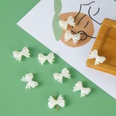 日系復古氣質奶白色蝴蝶結樹脂串珠DIY手作飾品耳釘配件材料