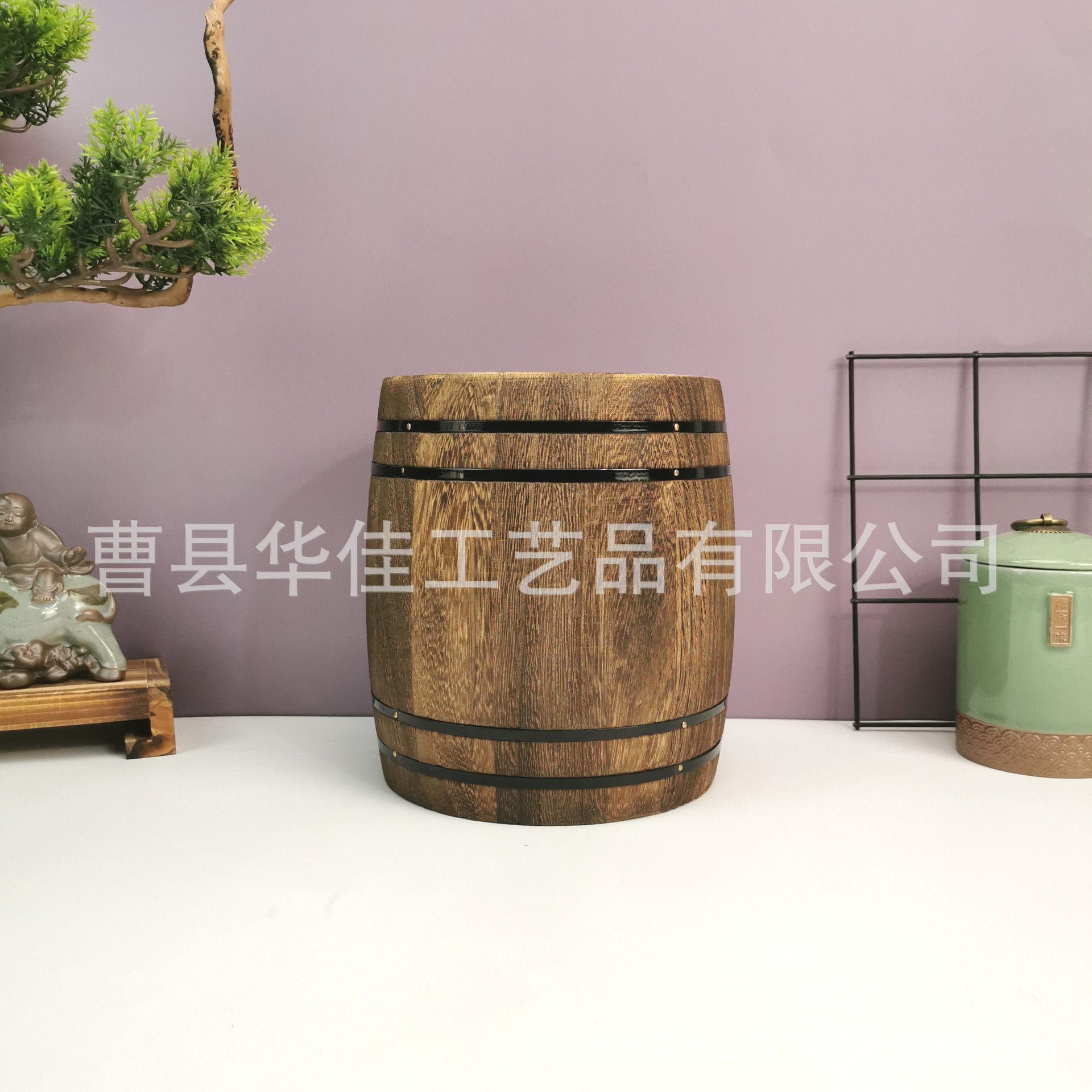 曹县复古木制茶叶桶茶桌工艺品  茶叶罐老茶头木桶茶叶木盒包装盒