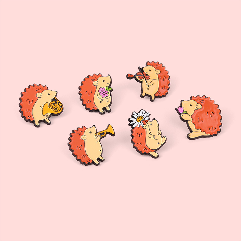 Alloy Material Cute Pin Hedgehog Alloy Plating Unisex Brooches
