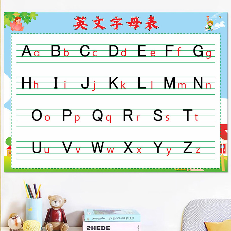 26个英文字母表创意挂图小学生二十六个abcd儿童拼音大小写墙