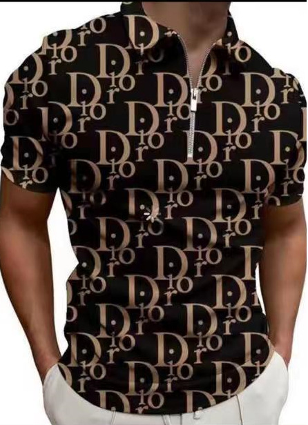 Comercio exterior europeo y americano primavera nueva moda casual popular impresión polo camiseta con cremallera hombres envío gratis