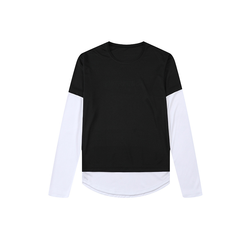 Deportes al aire libre de los hombres Camiseta de manga larga nueva costura de moda fitness correr tiro ropa cuello redondo medias de secado rápido de los hombres