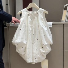 女童新款连衣裙儿童波点背心裙百搭花苞裙