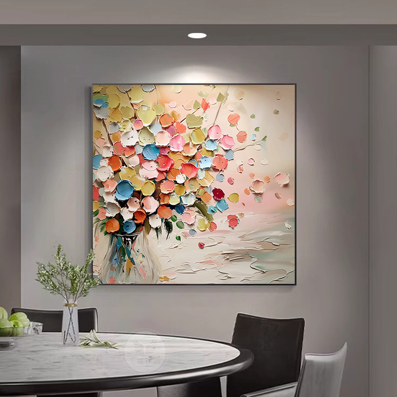 Light Luxury Restaurant Hanging Painting Modern Simple Living Room Sofa Background Wall Decorative Painting Abstract Art Flower Dining Room Mural Painting