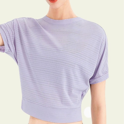 Qiao Yi New Yoga Top Breathable Loose-Fitting Fitness Sports T-Shirt Hollow Back Quick-Drying Running Short-Sleeved Cover-up