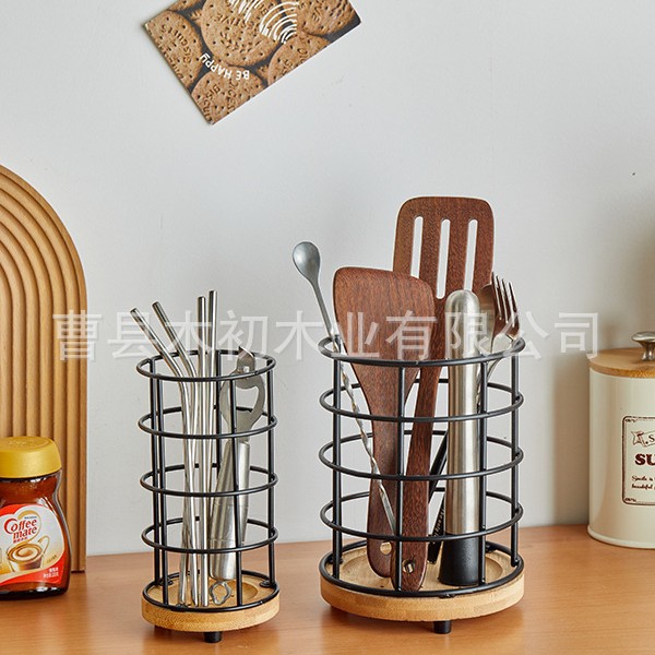 Soporte de pared para cucharas y palillos con drenaje multifuncional