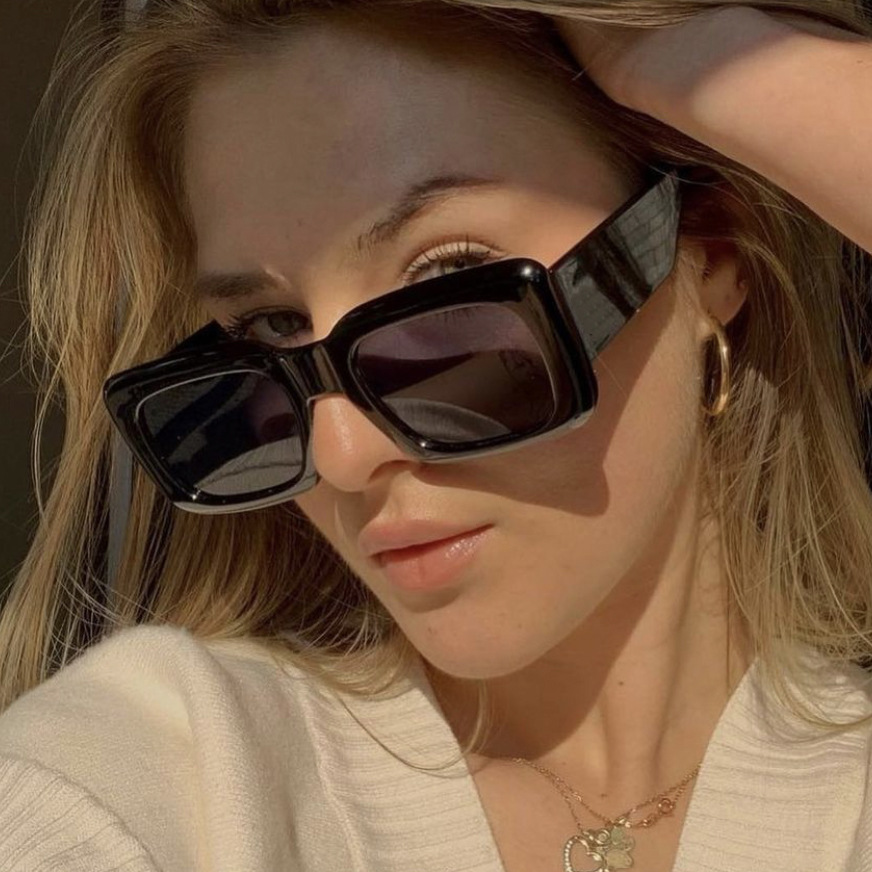 Sunglasses Classification UV400 Protection, Resin Lens Material Square Glasses Style Fashion Solid Color UV400 Protection Resin Square Full Frame Women's Sunglasses