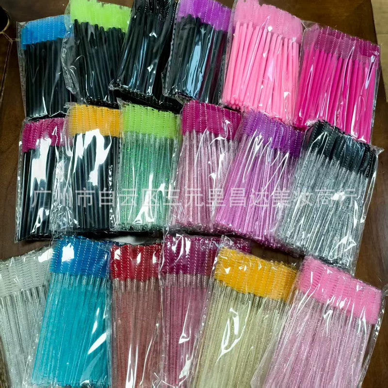 Disposable Eyelash Brushes, 50-Pack, Assorted Colors, Handheld Mascara Wands