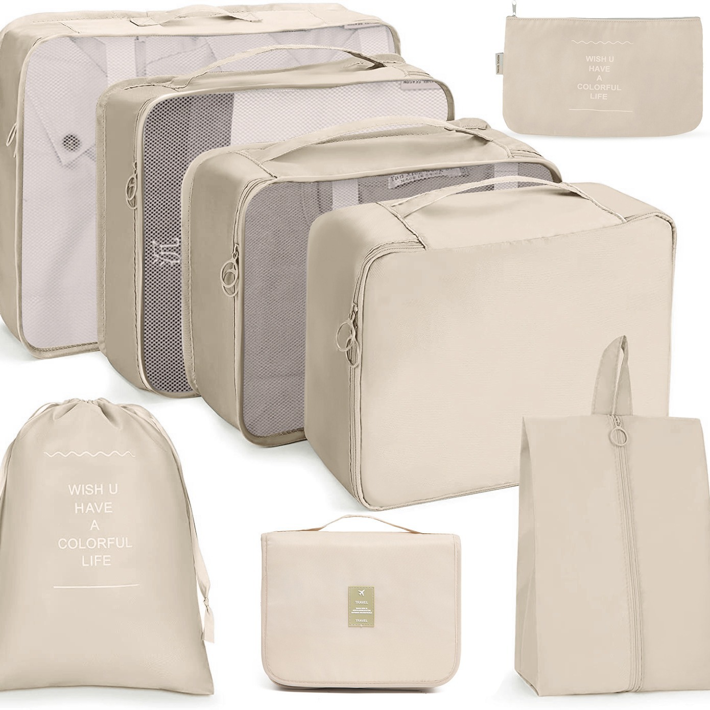 Bolsa de almacenamiento de viaje traje de seis piezas de siete piezas de ocho piezas plegable bolsa de lavado bolsa de almacenamiento de ropa bolsa de viaje con cordón