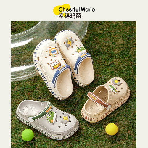 Happy Mary Parent-child Croc Shoes Boys Summer Non-Slip Children's Slippers Girls Indoor Cartoon Baotou Beach Shoes