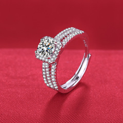 Cross-border Amazon: Luxury European & American-Style Square Bag Ring for Women, Full of Diamonds, Adjustable Opening, 1-Carat Engagement Diamond Ring