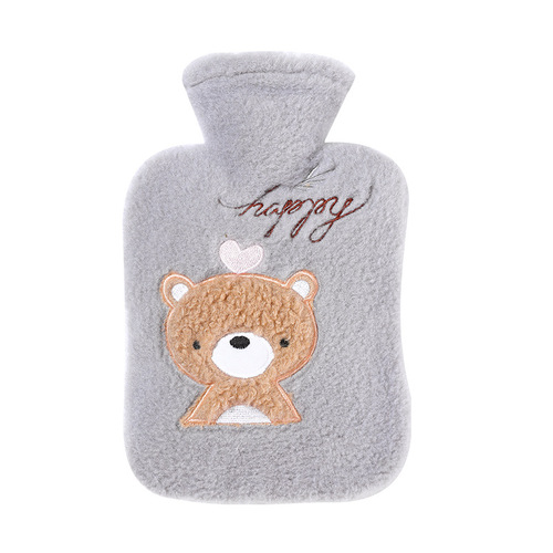 New hot compress stomach warm water bag velvet cover small student hand warmer light luxury cartoon plush water-filled hot water bottle