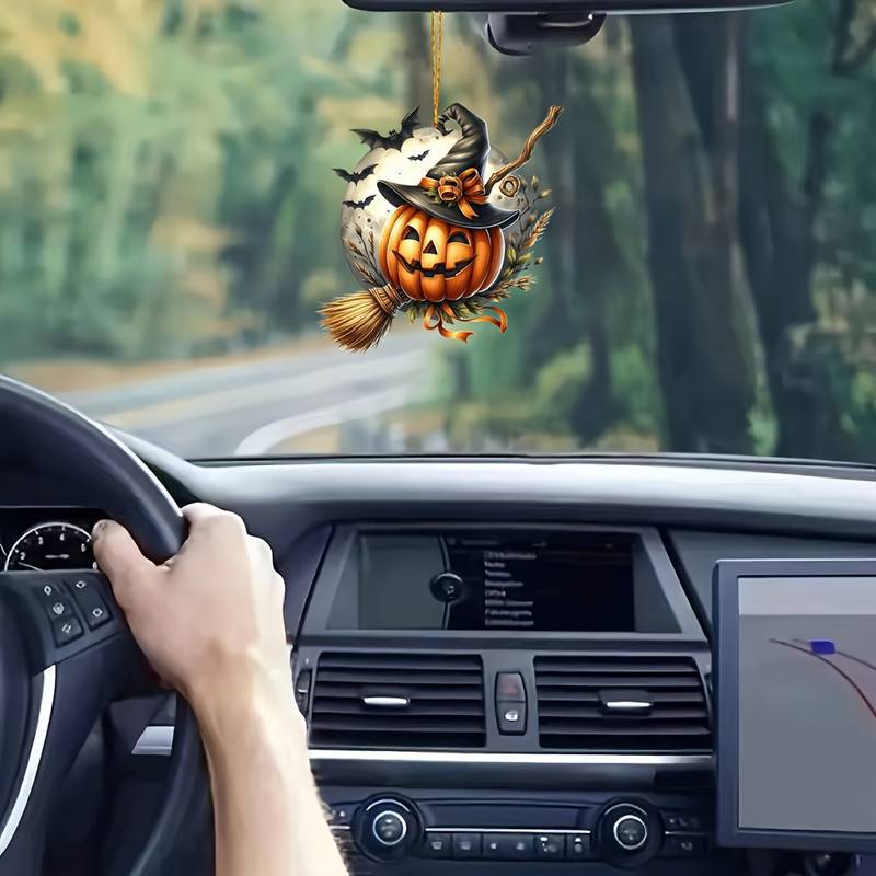 Halloween nuevo mago calabaza festival colgante acrílico plano transfronterizo automóvil espejo retrovisor interior colgante