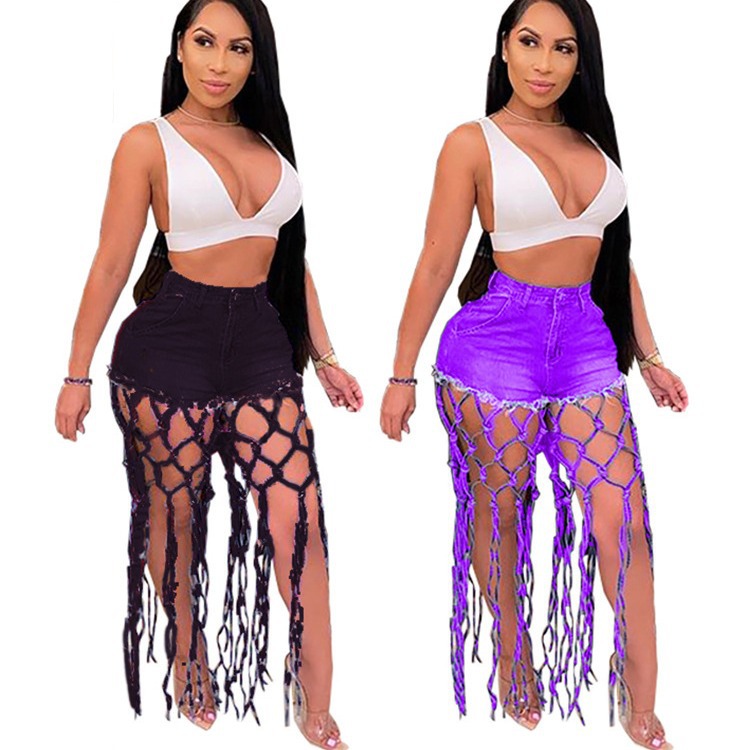 Jeans de Mujer Más Vendidos, Pantalones de Mujer Nuevos para Comercio Transfronterizo de Amazon, Jeans de Pierna Ancha con Cintura Alta, Aberturas y Nudos image 6