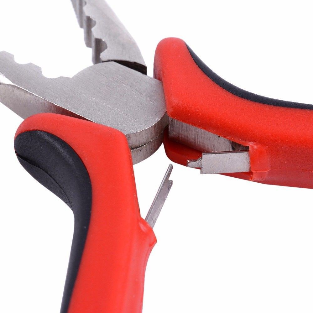 Herramientas de extensión de cabello niquelado alicates de extensión de cabello no oxidado boca recta de tres orificios dentados mini alicates de extensión de cabello peluca herramientas de extensión de cabello