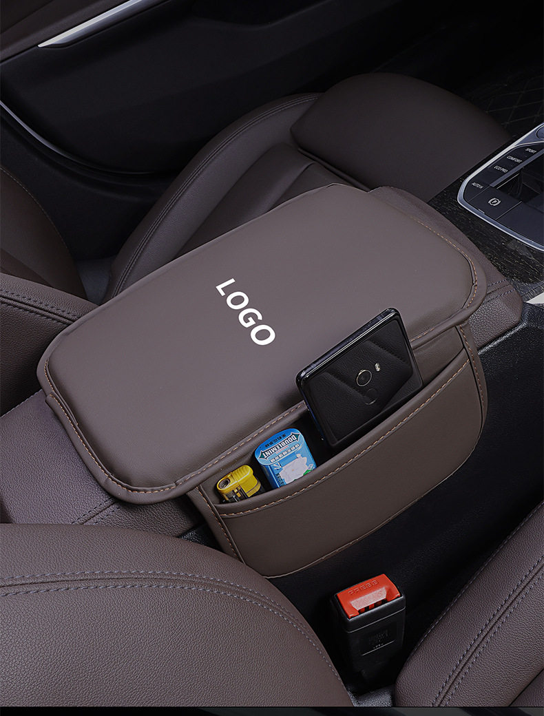 Car Armrest Box Pad Leather Elbow Support