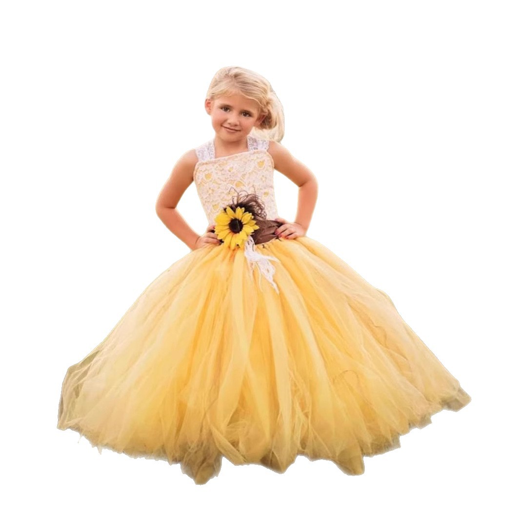Girls Halter Neck Backless Princess Dress Children's Performance Flower Girl Wedding Gown Tutu Skirt Polyester【Pre-sale | Ships In 15 Days】_voghion.com