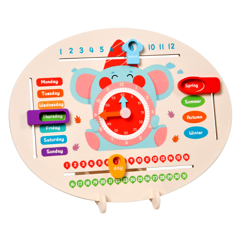 Montessori reloj de calendario tablero de rompecabezas niños aprendizaje reloj de tiempo cognitivo Escuela Primaria enseñanza ayudas educación temprana juguetes Kindergarten