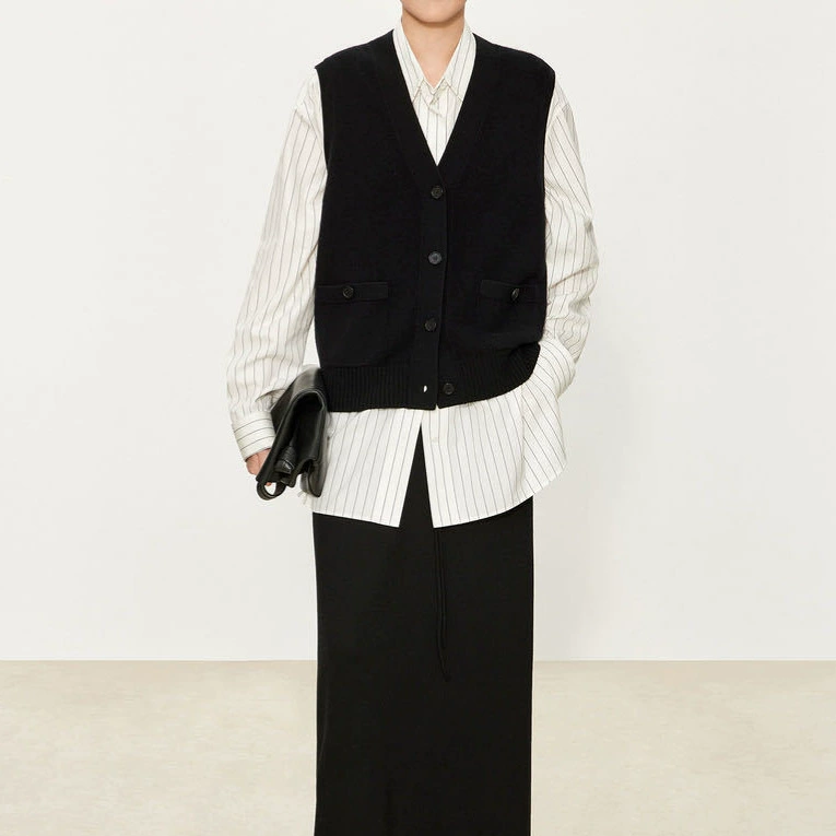 CHICJOC/счетчик ультра-высокой тонкости чистой шерсти ретро-укладки ветряного пуха классический силуэт кардиган с V-образным вырезом