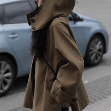 时尚新款风衣外套女春秋形2026年斗篷外穿连帽字廓A小众宽松风衣