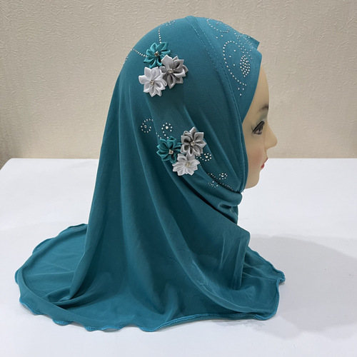 Cross-border beautiful 2 to 6 year old girl headscarf Arabic hat six flowers girl covering head H075