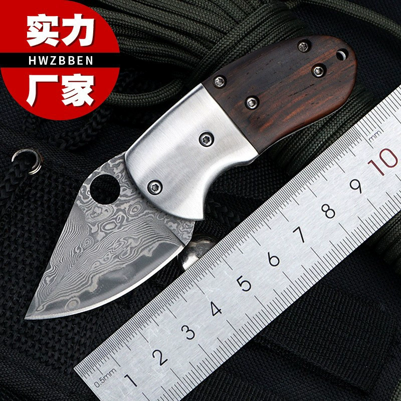 Мини EDC нож, дамасская сталь, складной нож с рукоятью из красного сандалового дерева, уличный портативный инструмент, изысканная коллекция