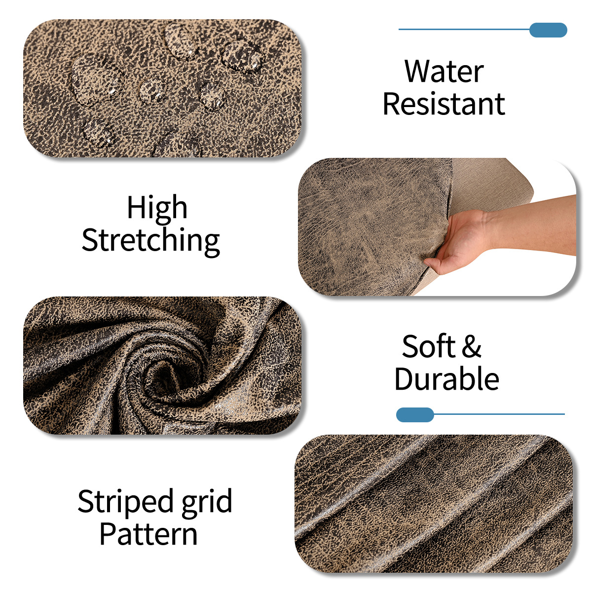 Amazon transfronterizo elástico esmerilado imitación PU cubierta de silla impermeable Retro sensación hotel cubierta de silla a prueba de polvo TEMU