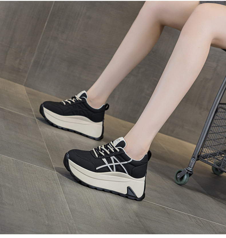Giày sneaker nữ đế dày chunky phong cách bánh mì tăng chiều cao — M2971-1 màu mơ nhân nhung, M2971 Đỏ Một Lớp, M2971 Đen Một Lớp, M2971 màu mơ, một lớp lót chi tiết 41