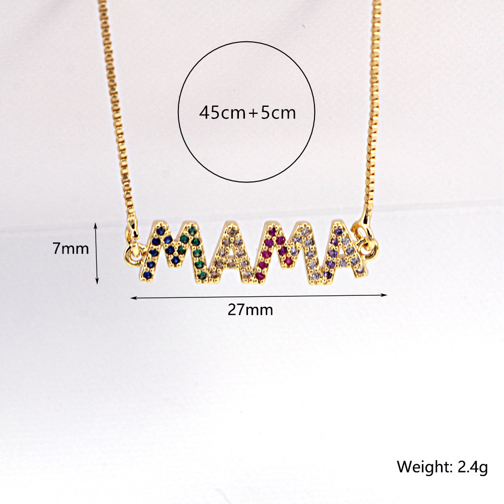 New Inlaid Zircon Letter Mother Necklace Female Pendant Copper Mother's Day Gift display picture 1