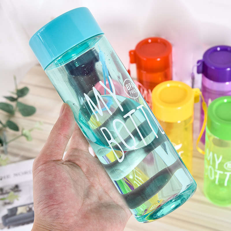 カラフルな水筒、シンプルな吊り下げ紐付きMY BOTTLE、カップカバー付き、透明で持ち運びやすい、汎用ジュースカップ、ギフトカップ|undefined