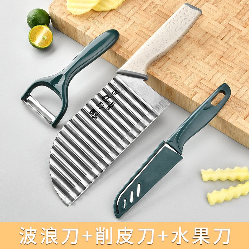 Cuchillo de cocina de dientes de lobo de acero inoxidable ondulado multifuncional espesar cuchillo cuchillo creativo de cocina patata nueva