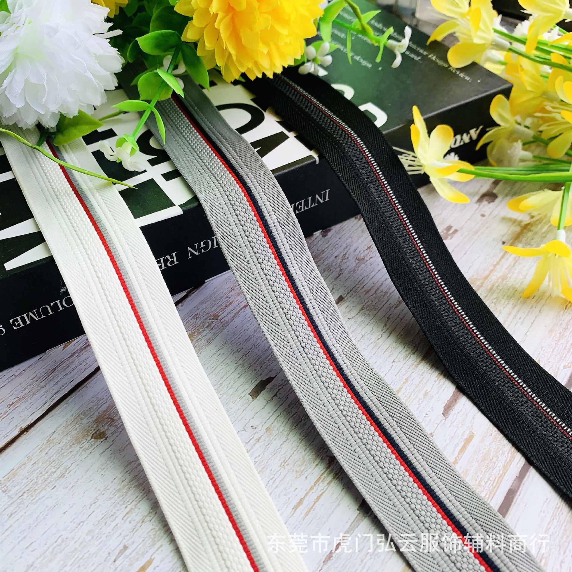 新款2.5cm条纹提花织带滚边带涤纶间色织带鞋帽服装辅料厂家现货