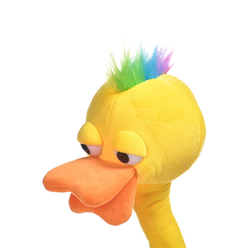 A duck with a twisted neck that can speak and learn to read, a duck with a twisted neck that lights up, dances, sings, and learns to speak, an Internet celebrity toy with a twisted neck, a duck doll.