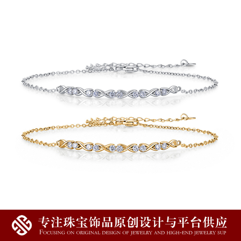 S925 Silver Moissanite Bracelet, Infinite Twist Mobius Hand Jewelry, Niche High-End Versatile Women's Accessory