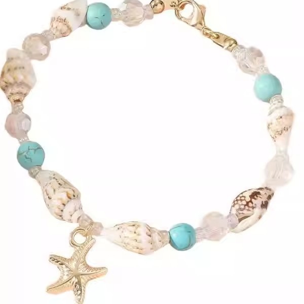 Marine beach fashionable ankle bracelet, accessory, boho style 5
