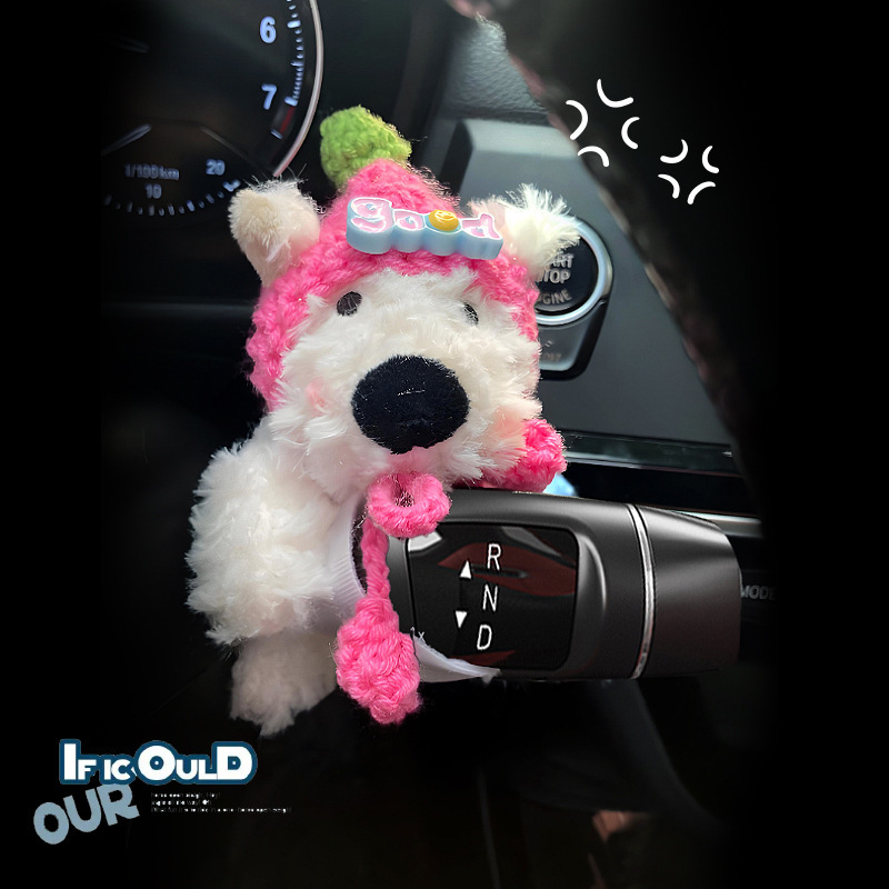 West Highland Car Car Bloque Decoración Luz de giro Muñeca de cachorro Limpiaparabrisas Muñeca Adornos de espejo retrovisor Mujer