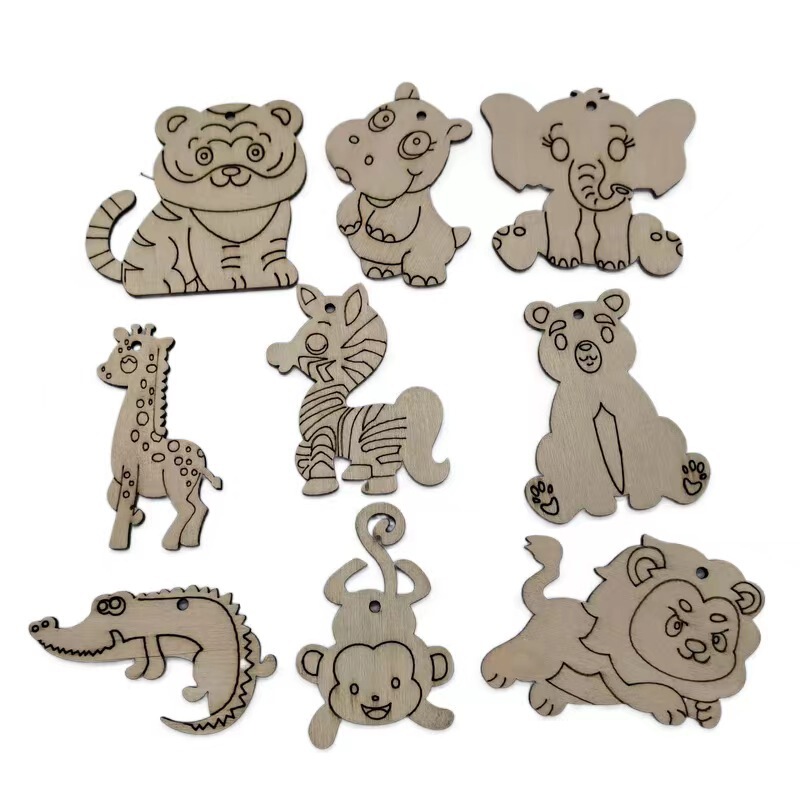 装飾木片diyレーザー切断クリスマス木片掛け装飾子供手描き材料3d立体手作り木質|undefined