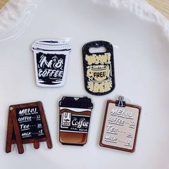 アクリル浮き彫りプリント両面コーヒーカップシリーズストラップDIYキーホルダー耳飾りペンダントアクセサリー