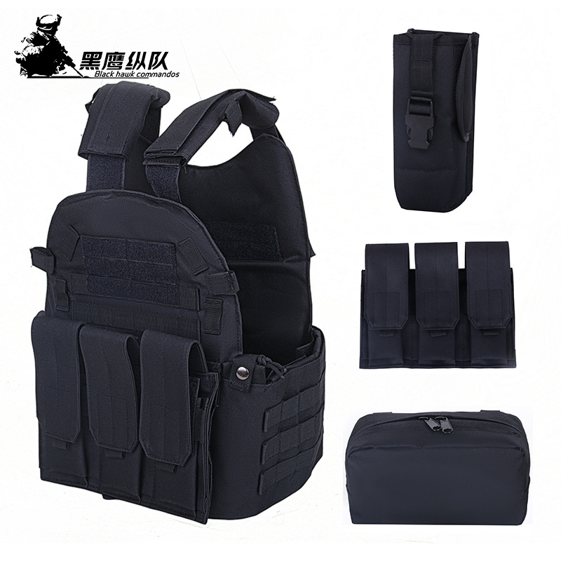 MOLLE anfibio de entrenamiento ligero multifuncional chaleco táctico negro 6094 desmontaje rápido chaleco táctico de combate al aire libre