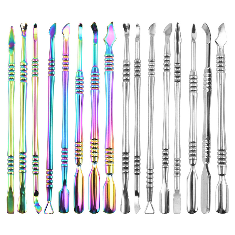 Nuevo color mágico manicura acero empuje piel muerta empuje removedor de uñas empujador de uñas doble cabeza doble uso manicura herramienta traje transfronterizo