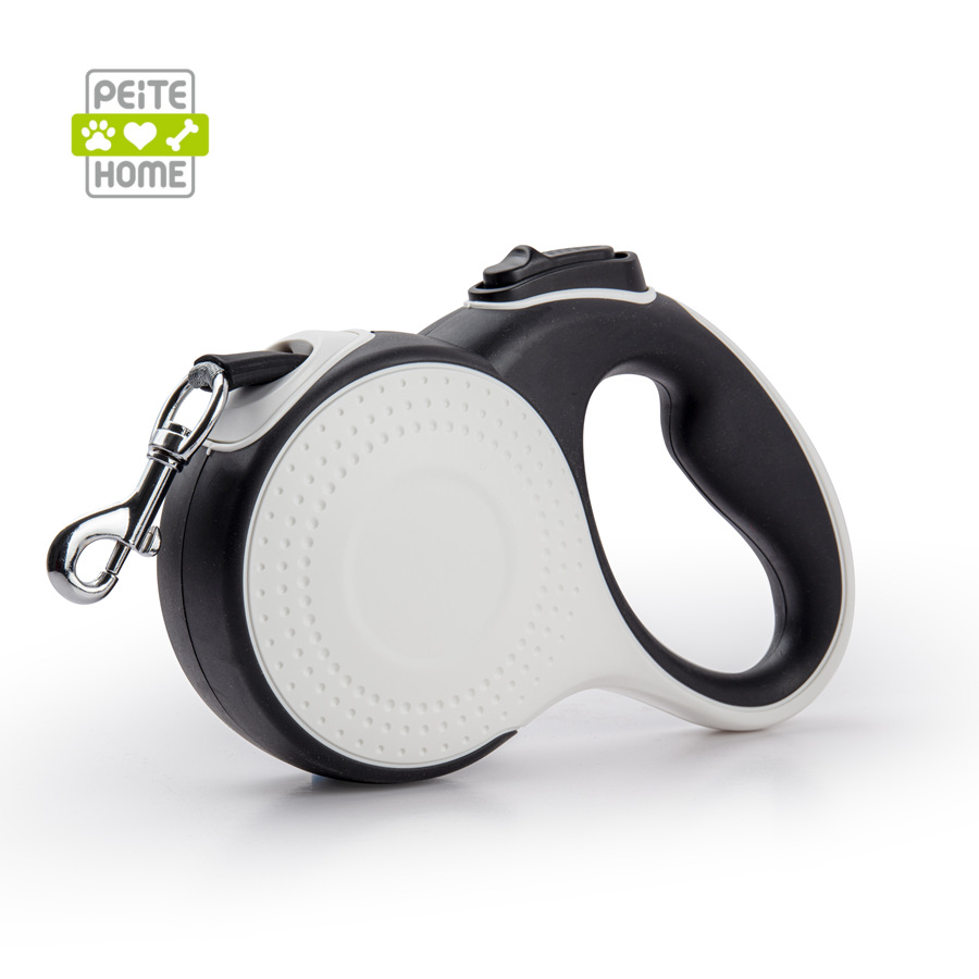 Laisse rétractable automatique pour chien de 5 m avec distributeur de sacs poubelles. Également disponible en 8 m._voghion.com