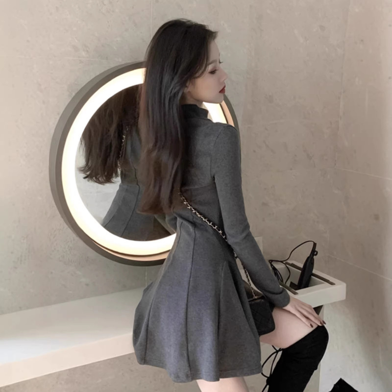 Half turtleneck waist-tight inner wear slim fit stunning dress A- line bottoming skirt autumn and winter small short skirt for women