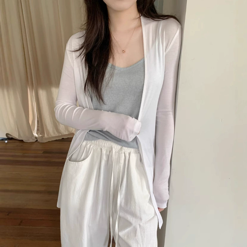 Summer long thin fitted cardigan, sun protection
